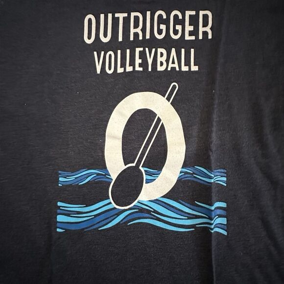 Outrigger Volleyball T-Shirt~Women’s blue heather ~no seam shoulder ~rounded hem - Picture 6 of 10